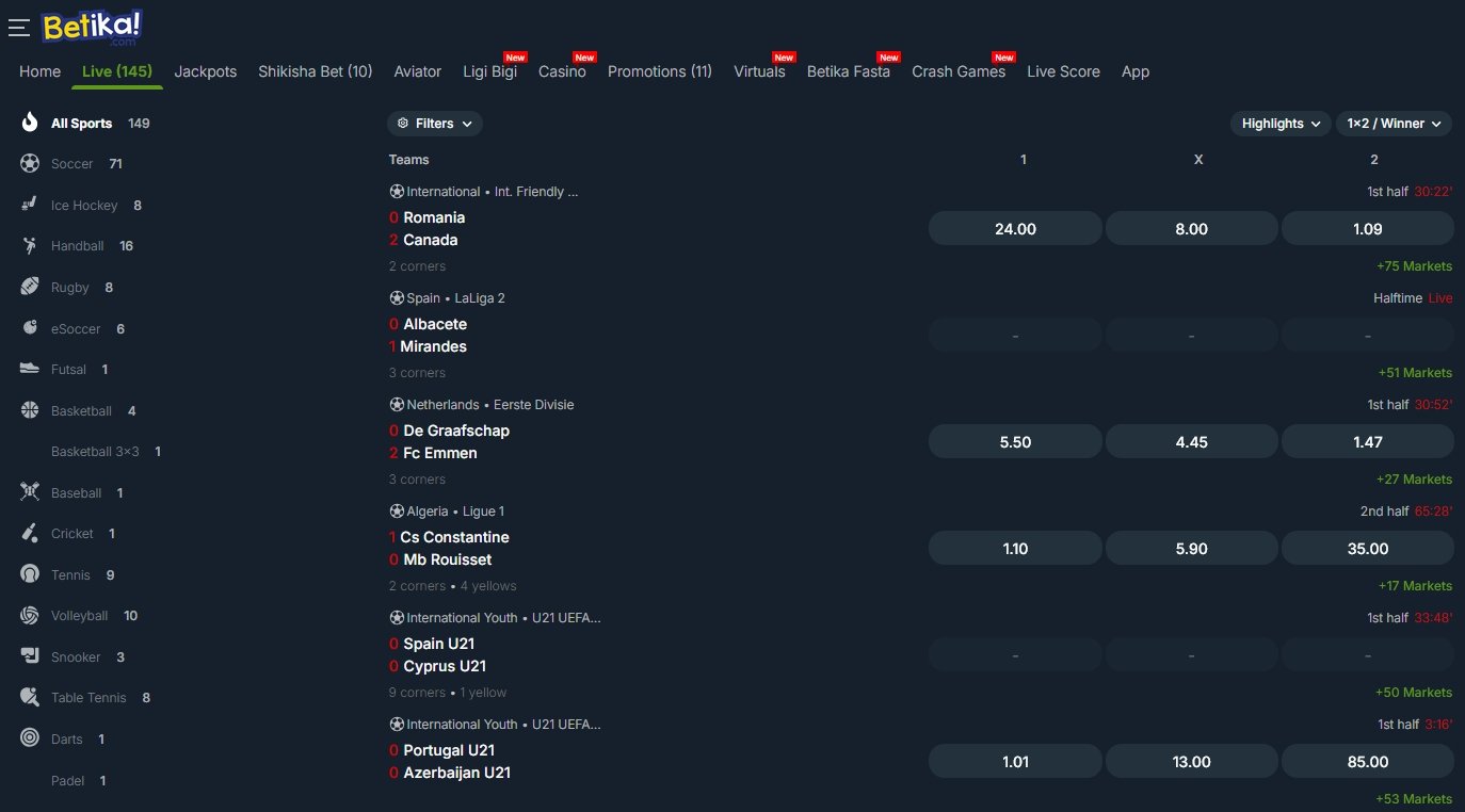 betika live sports